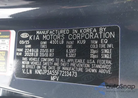 2015 Kia Soul + from USA, damaged, VIN KNDJP3A55F7213473